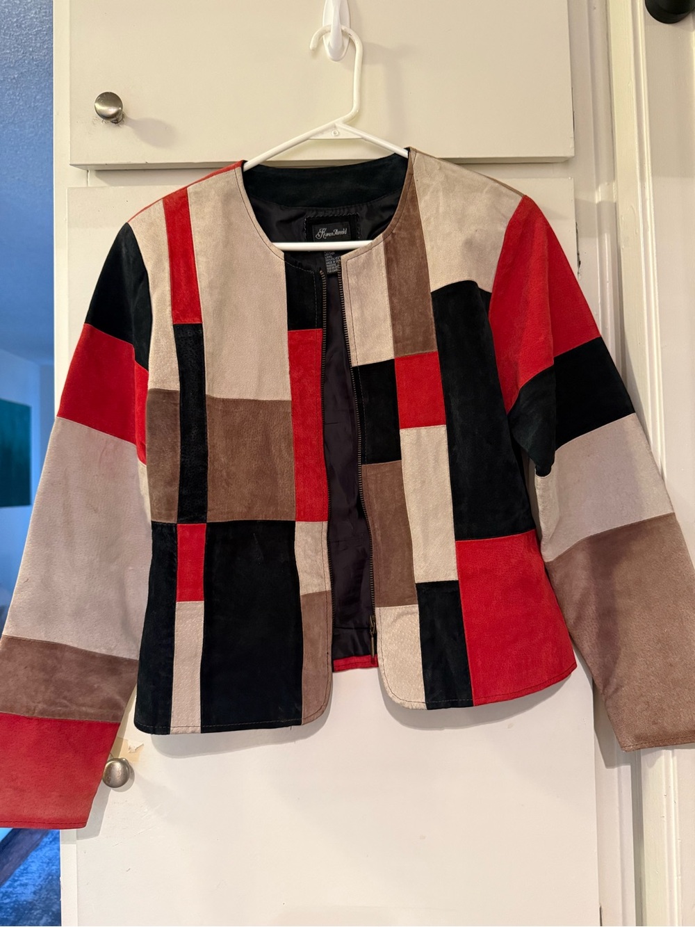 Vintage 90s 100 percent genuine leather patchwork jacket fall colors